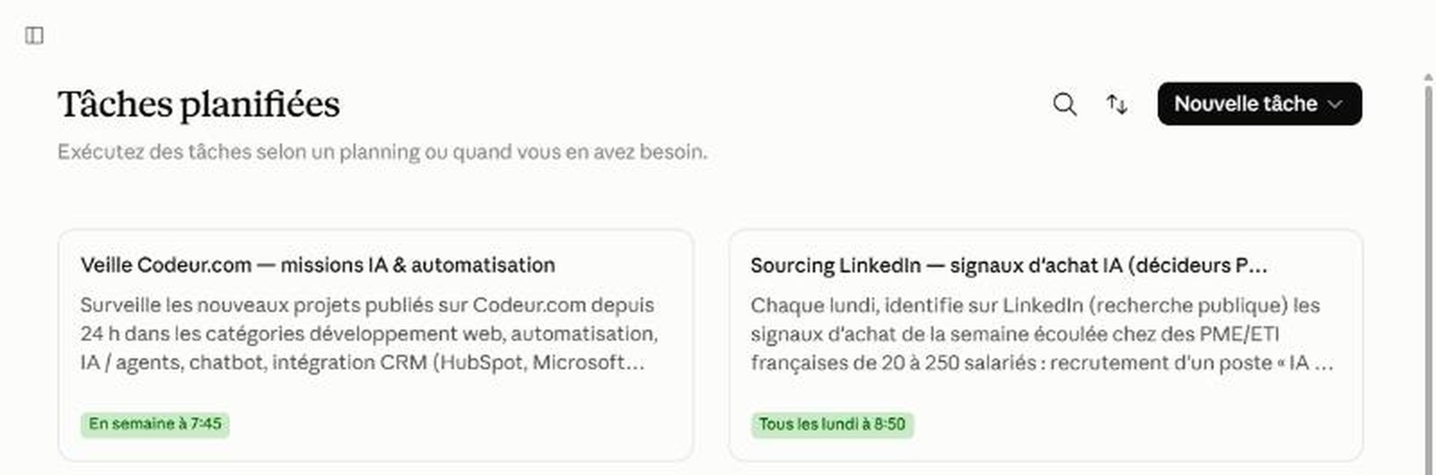 Tâches planifiées dans Claude