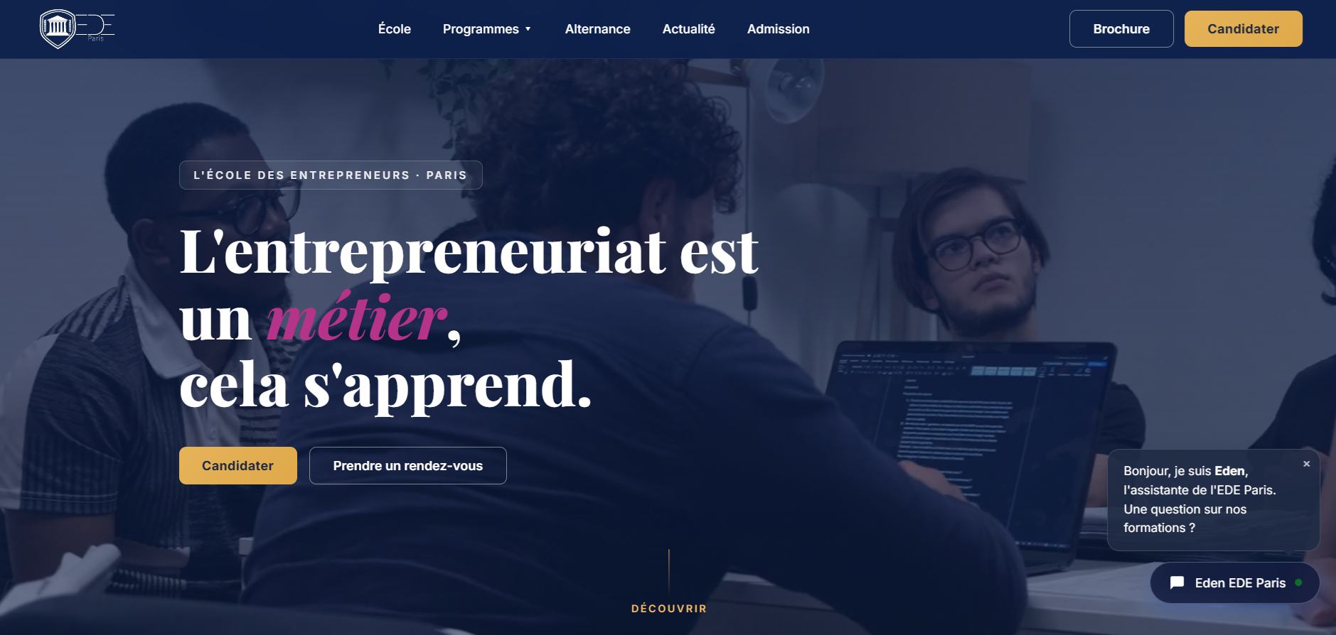 Aperçu du projet École des Entrepreneurs